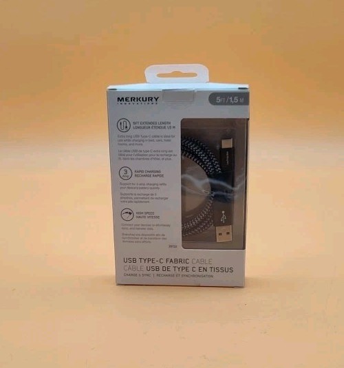 Mercury Universal USB-A to USB-C Cable 5 Feet Black New gallery