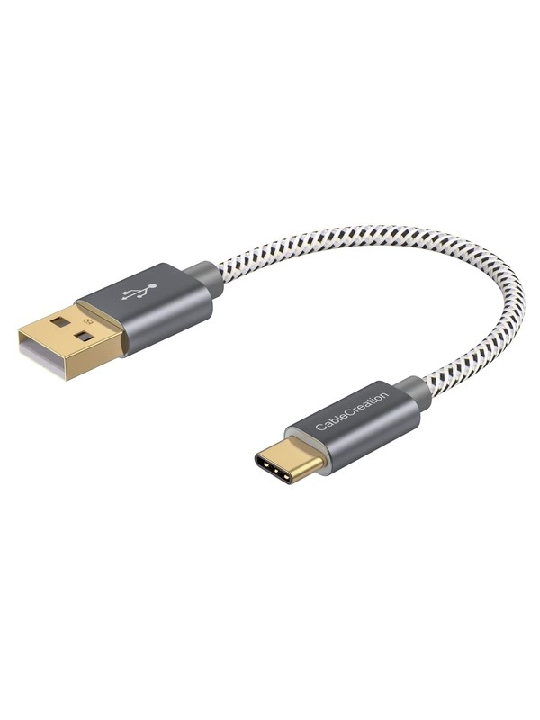 CableCreation 6 inch USB C Cable Short, USB A to USB C Fast Charging, Braided Ty