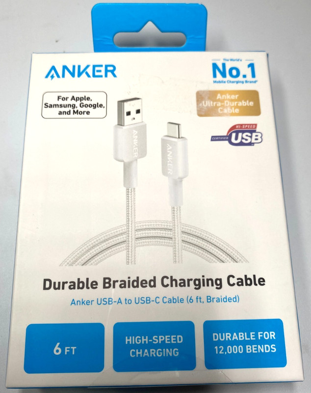 Anker USB-A to USB-C Cable 6 foot White BRAND NEW