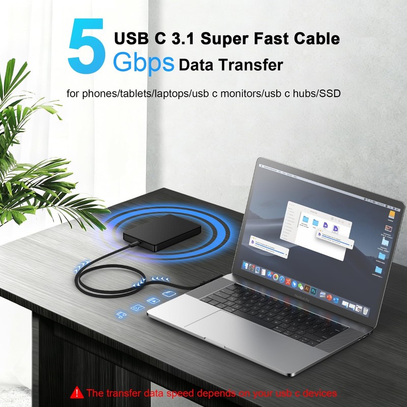 Invisible Stand Charger Cable 240w Fast Charging USB C to C Braided Black gallery