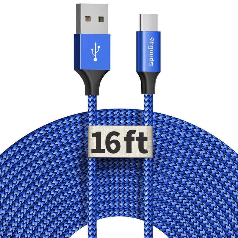 etguuds [16ft/5m Extra Long USB C Cable, USB-A 2.0 to Type C 16ft, Blue