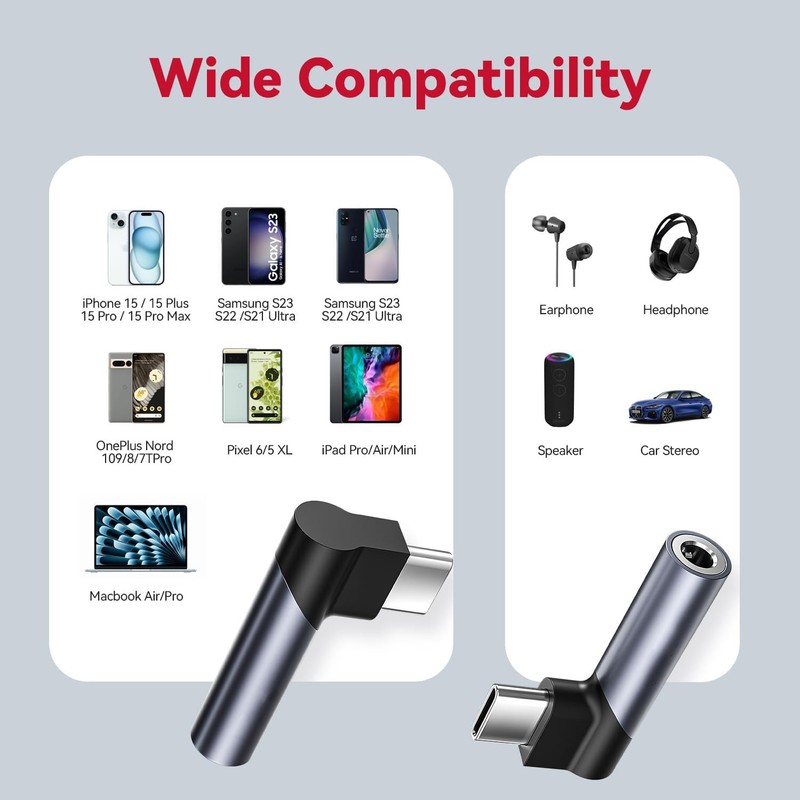 1/2x USB C to 3.5mm Audio Adapter Type C Aux Headphone Jack Converter HiFi Gift gallery