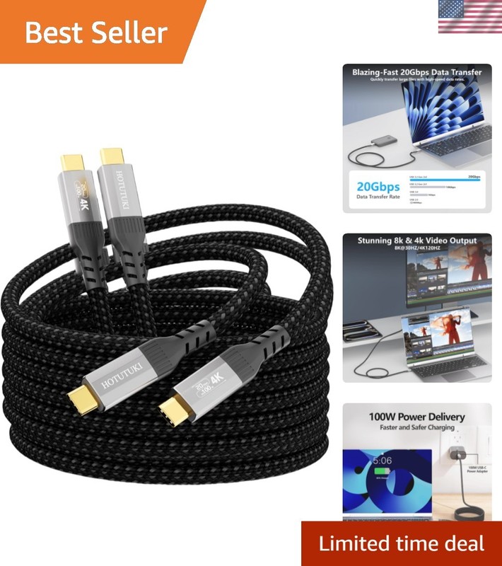 2-Pack 10FT USB-c Cables,20Gbps Data Charging Cable,100W USB 3.2 Gen 2 High S...