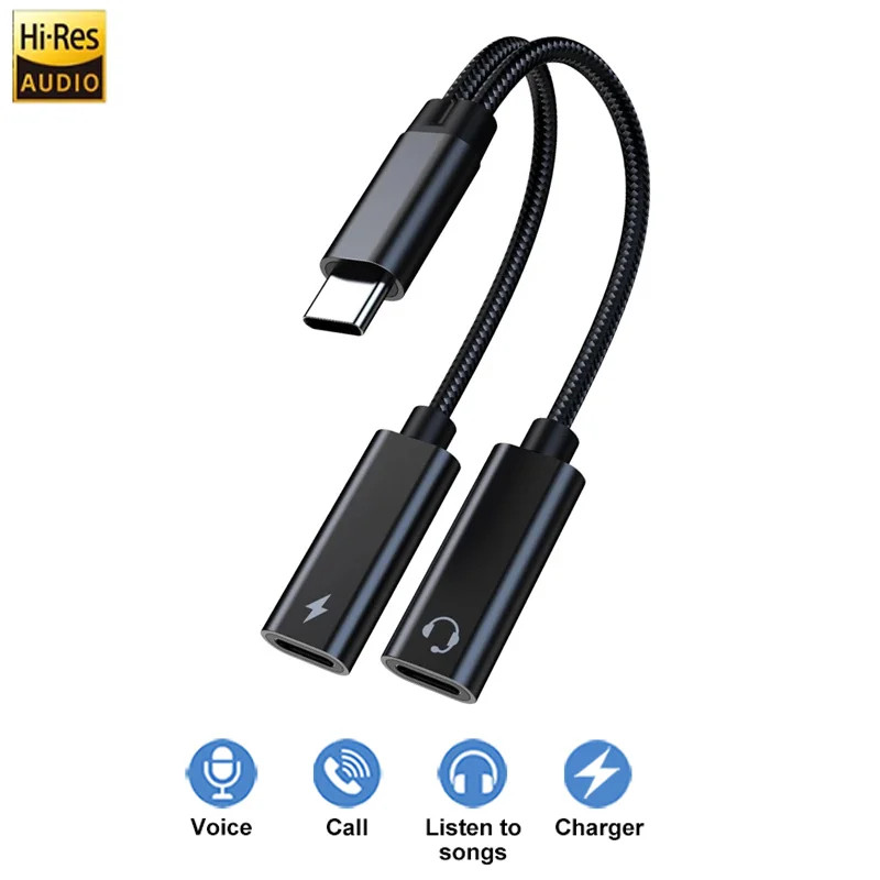 New OTG USB C Splitter Dual Type C Audio Adapter 60W Fast Charging Fast Shipping gallery