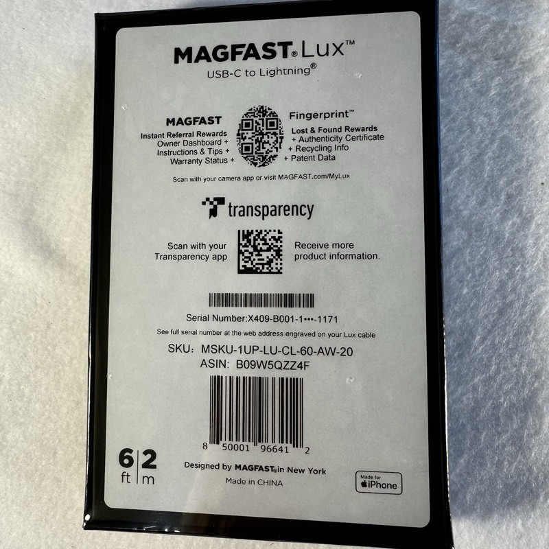 Magfast LUX USB-C To Lightning Made For iPhone 6 Foot Cable See Photos QR Code