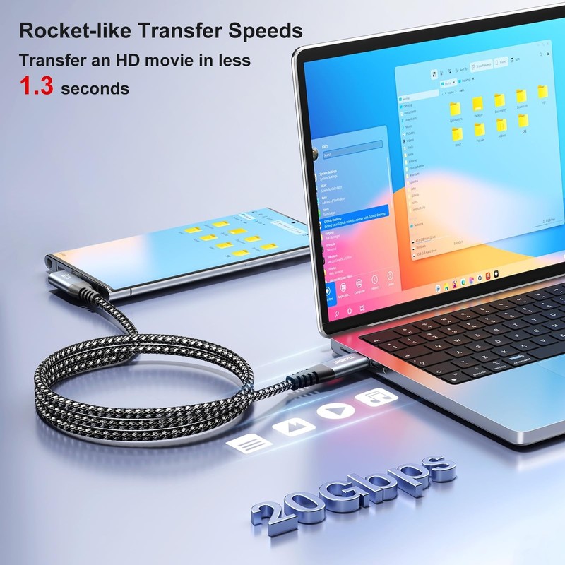 6 inch USB C Cable 0.5FT, 20Gbps High Speed Data Transfer Short, Right Angle ... gallery