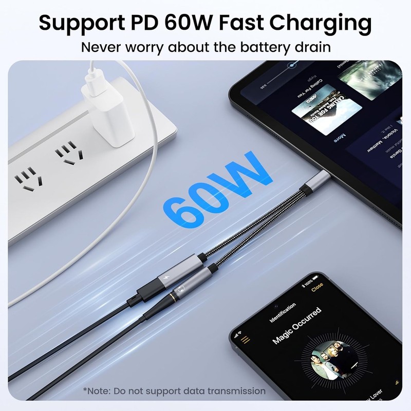 2 in 1 Type-C USB C to 3.5mm AUX Audio Headphone Jack Adapter Charger Cable LOT gallery