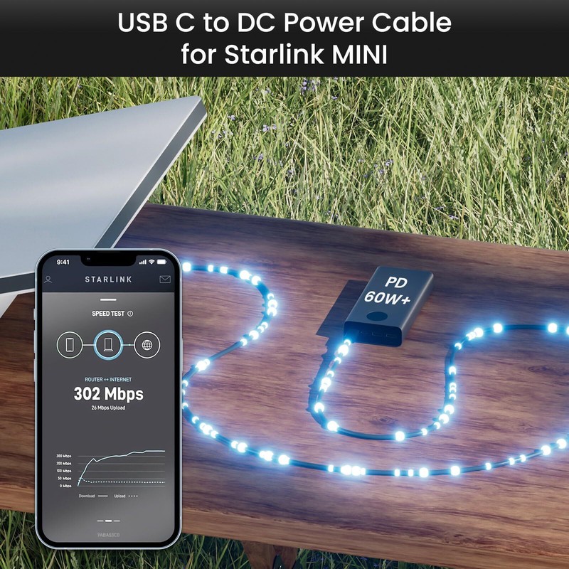 Starlink Mini USB C Power Cable 6.5 FT 140W DC Barrel Jack 20V PPS 65W+ PD gallery