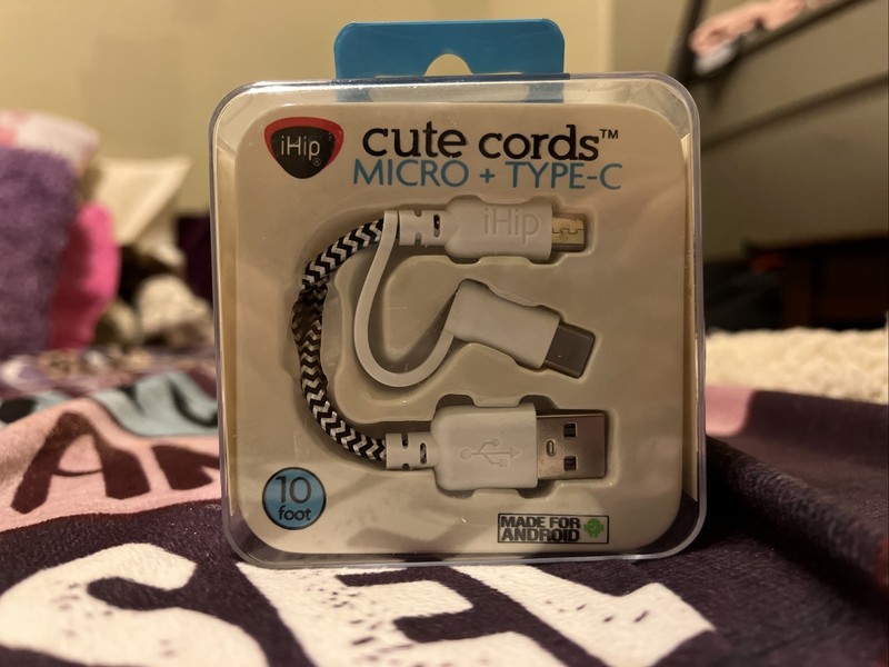 Android Charger cute cords micro type c from iHip never opened nice condition