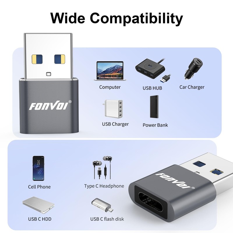 USB To USB C Adapter 4 Pack USB C Female To A Male Charger Converter Type C gallery