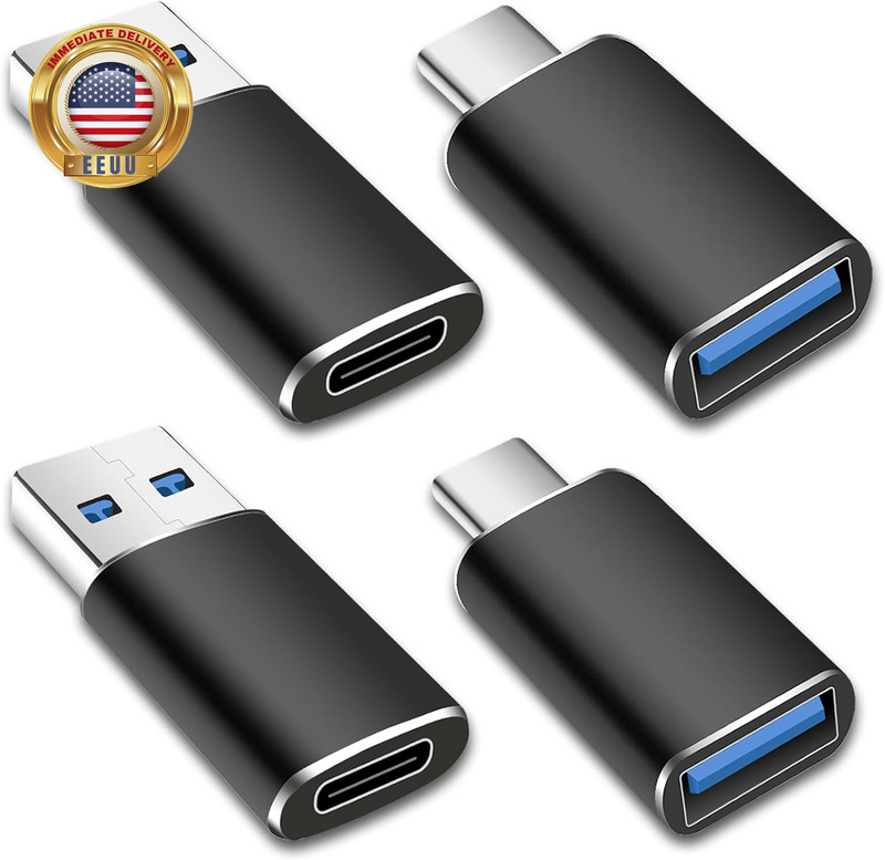 4 Pack USB to USB C OTG Adapter, 2Pack Type C Female to a Male Charger Converter