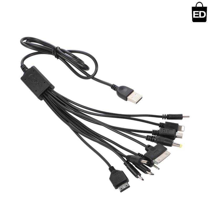 10-in-1 Universal Charging Cable with 10 Ports for All Devices – Tangle-Free