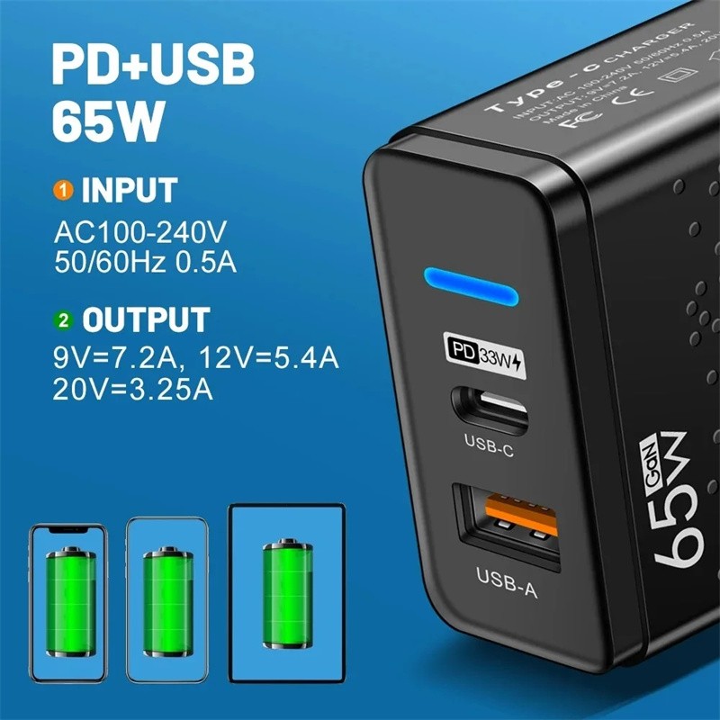 65W Fast Charging USB Type C Wall Charger For iPhone 17 16 15 14 13 12 Pro Max gallery