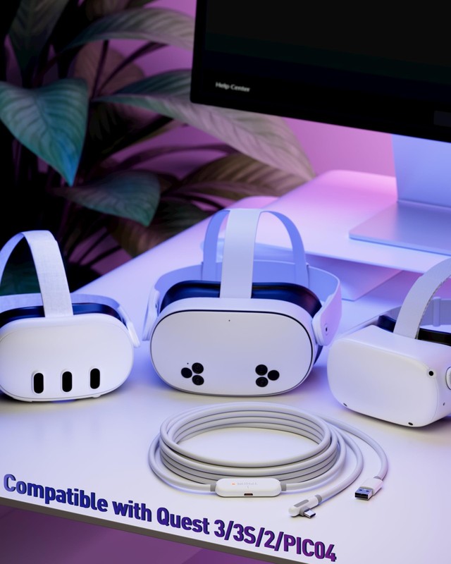 Charging Link Cable 20FT Next-Gen Chip 5Gbps USB 3.0 to USB C White Meta Quest gallery