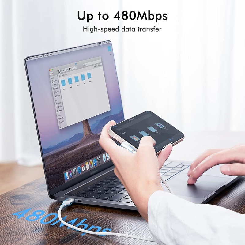 iPhone USB C to Lightning Cable,【2Pack 6FT MFi Certified】Right 6 feet, white gallery