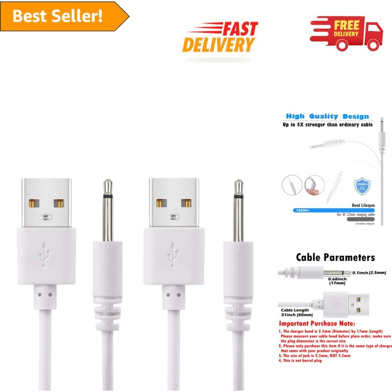 Durable 2.7ft USB to DC 2.5mm Charger Cord – Ideal for Laptops & Power Banks