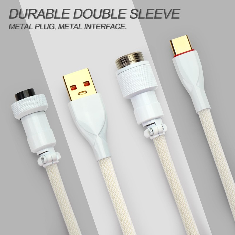 Keyboard Coiled Cable Custom TypeC to USB A Metal Aviator Pink Blue Mix gallery