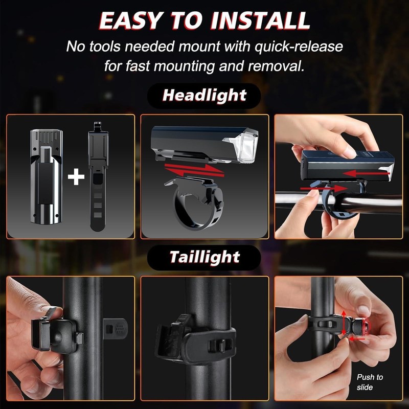Bike Lights,Chasinglee USB Rechargeable Bicycle Lights, Super Bright 1200 Lum... gallery