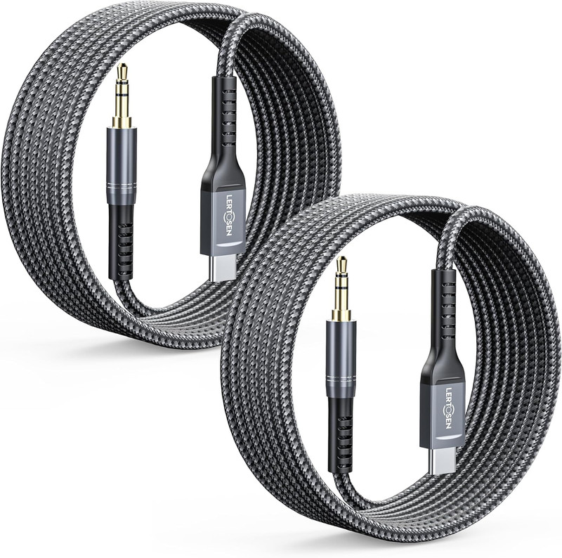 【4FT 2 Packs】 USB C to 3.5Mm Audio Aux Jack Cable,Type C to 3.5Mm Headphone Car