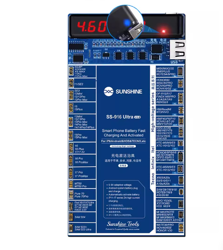 SUNSHINE SS-916 ULTRA ATTIVATORE DI BATTERIA TESTER PER ANDROID IPHONE V9.0 PER gallery