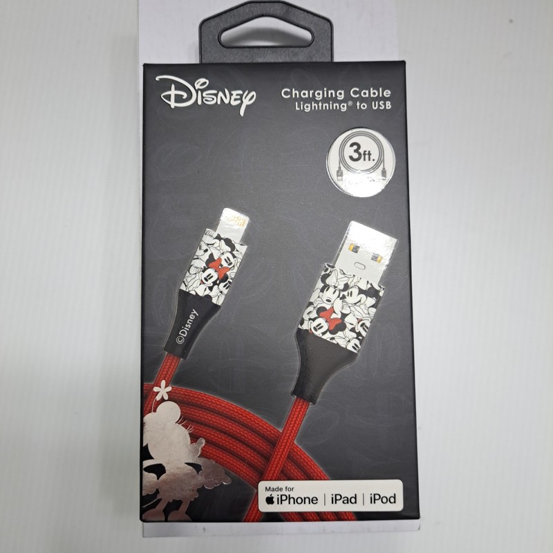 Disney Minnie Mouse Charging Cable To USB 3 FT Cable iPhone iPad iPod