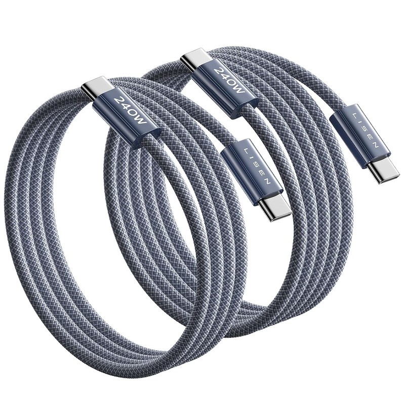 LISEN USB C to USB C Cable, 240W C to C Cable Fast Charging [6.6Ft, 2-Pack] Type gallery