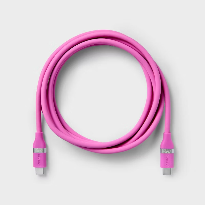 6′ USB-C to USB-C Fast Charging Silicone Cable – Heyday Neon Violet