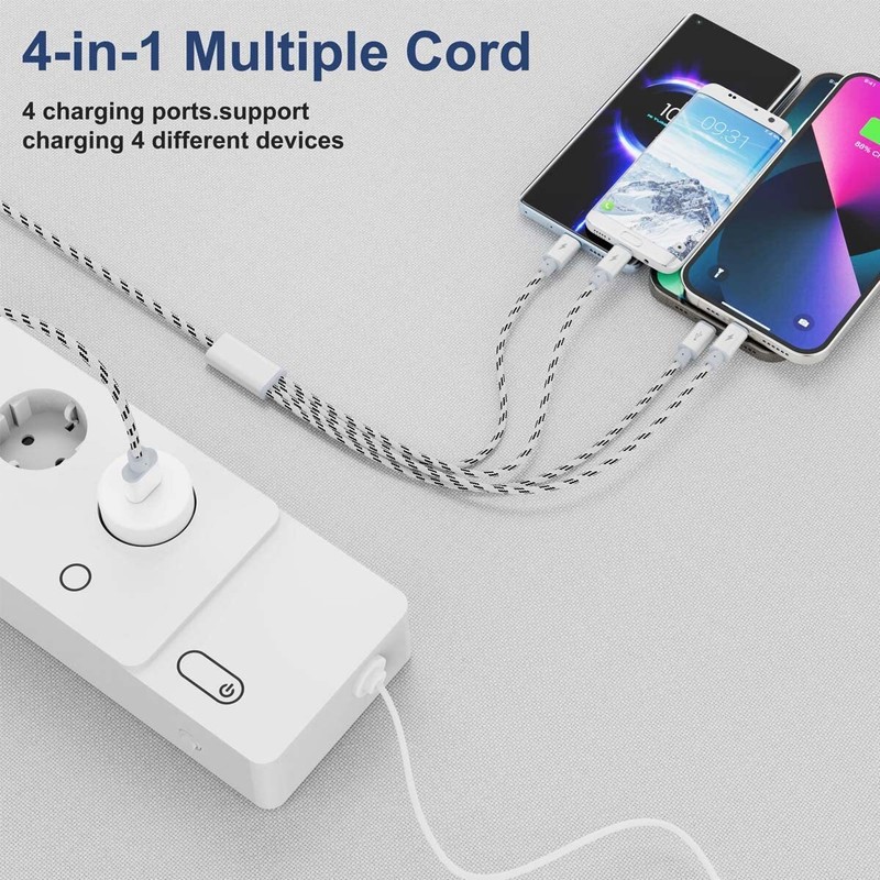 2Pack Multi Charging Cable 3.5A, 10Ft 4 in 1 Long Multiple Fast Charger Cable... gallery