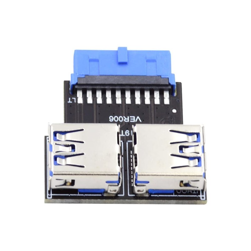 Dual USB 3.0 A Female to Motherboard 20/19 Pin Header Slot Adapter 5Gbps Hori…