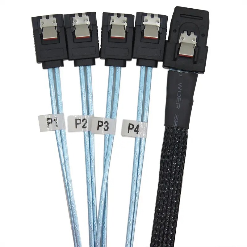 Server SAS to SATA hard drive adapter cable Mini SAS cable SFF8087 to SATA × 4 gallery