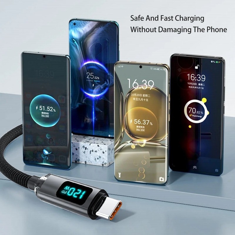 JINMUXI 120W USB A To Type C Super Fast Charging Cable Digital Display for Xiaom gallery