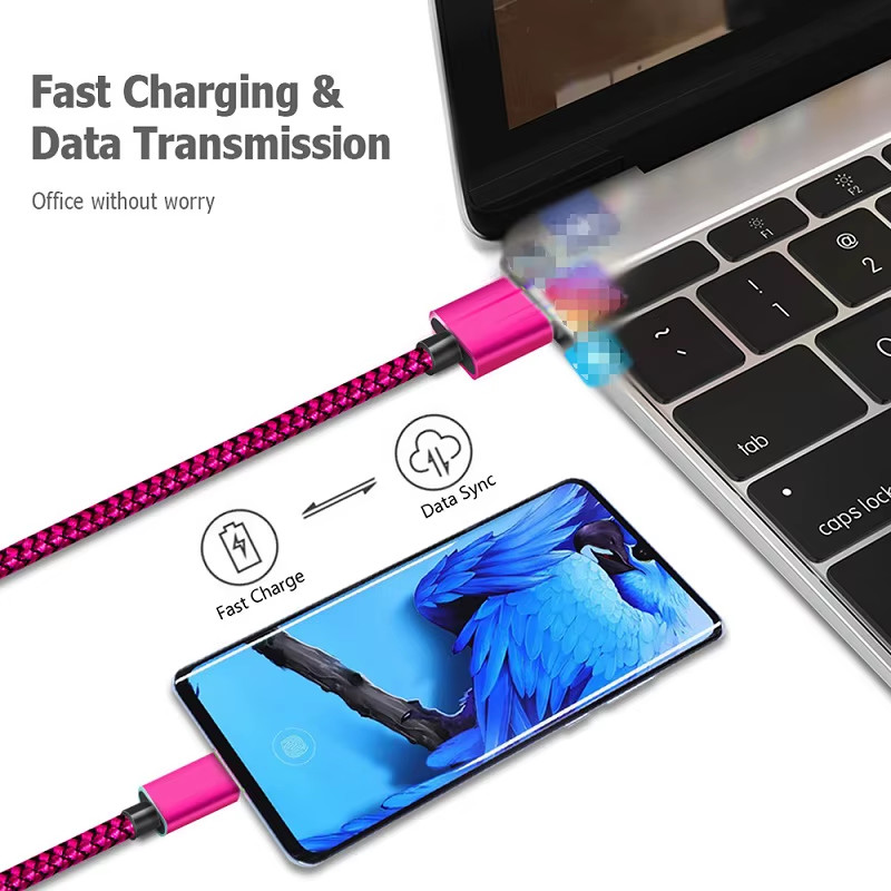 USB a to Type C Charging Cable Nylon Data Cable Fast Charger for Huawei Samsung gallery
