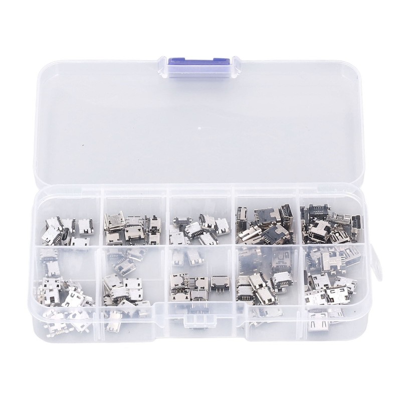 100Pcs Micro MINI USB Female Plug Connector USB Jack Connector for Household App gallery