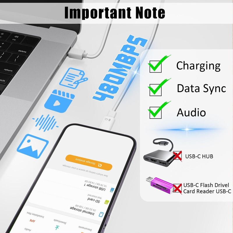 5.8 USB Type C Female to iOS Male Adapter For iPhone 14/13/12/11/XR/XS/SE 3 Lot gallery