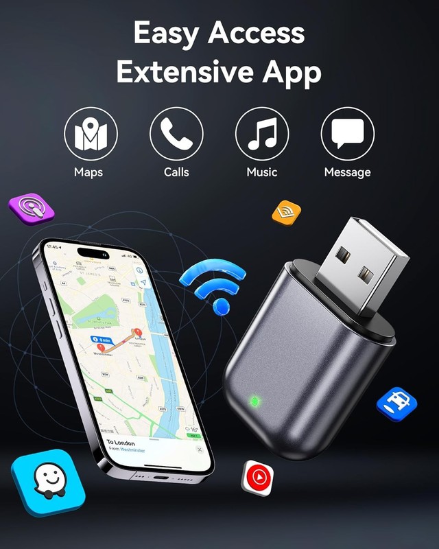 Burnt Sugar Wireless Carplay Adapter for Iphone 2026 Upgraded (Bright Gray) gallery