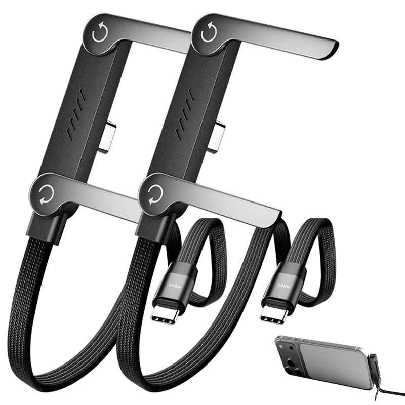 Foluu 2 in 1 Invisible Holder Charger Cable with Stand, 240w Super Fast 2 Pcs