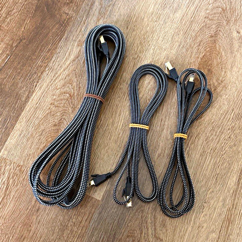 25ft+6ft+6ft Nylon Braided High Speed Heavy Duty Network LAN Patch Cord