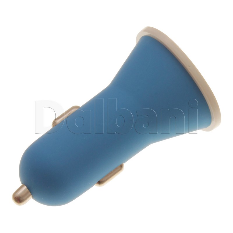 Dual Port USB Car Charger Matte 2.1A 1A Blue for Universal Devices