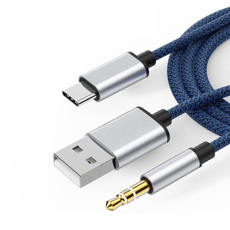 Stereo Aux Headset Cable Two-in-one Connection Wire Line for USB C Tablet Phone gallery