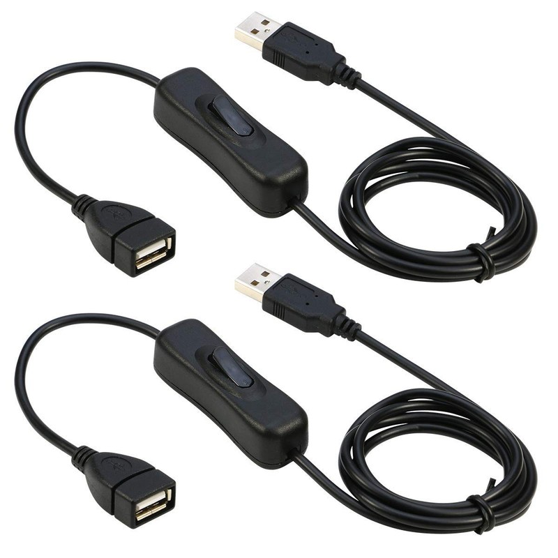 2 Pack 3M USB ON/Off Switch Cable, M/F Extension, Data, Power, LED Strips, Fan