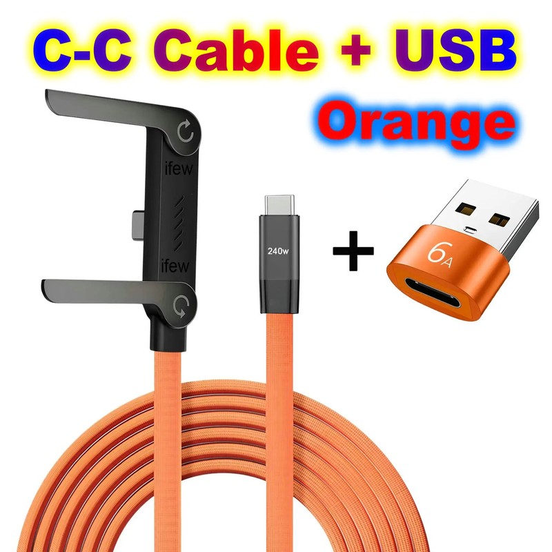 USB Type C Flat Charging Cable with Kickstand and Invisible Support