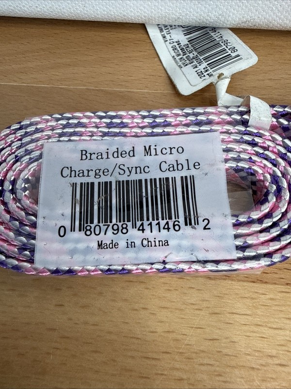 7-Eleven Braided Micro USB Charge & Sync Cable - Pink, Purple & White - 3.2ft gallery
