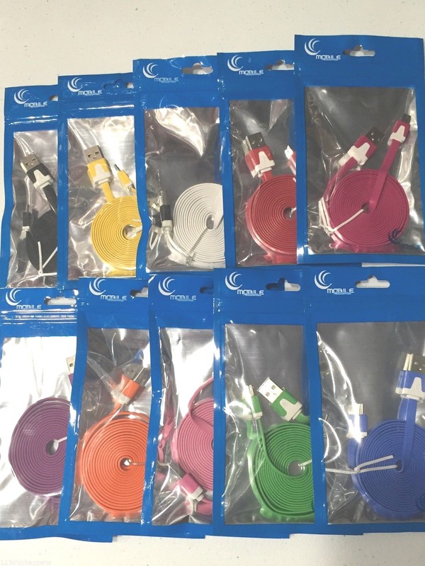 FLAT NOODLE USB Data Sync Charger Cable FOR apple iphone 4 4s 3 3gs iPod 1 2