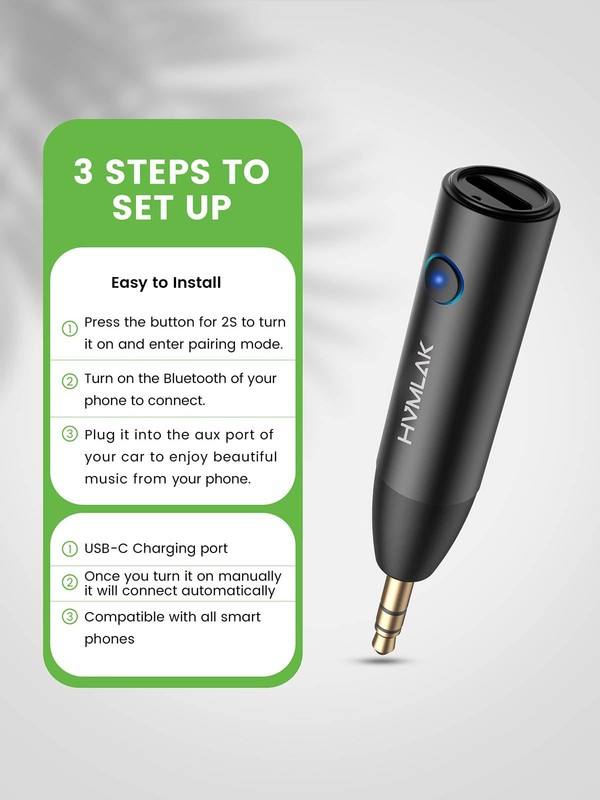 Bluetooth 5.4 Car Aux Adapter with Enhanced Microphone, 3.5mm Jack for Car Ho... gallery