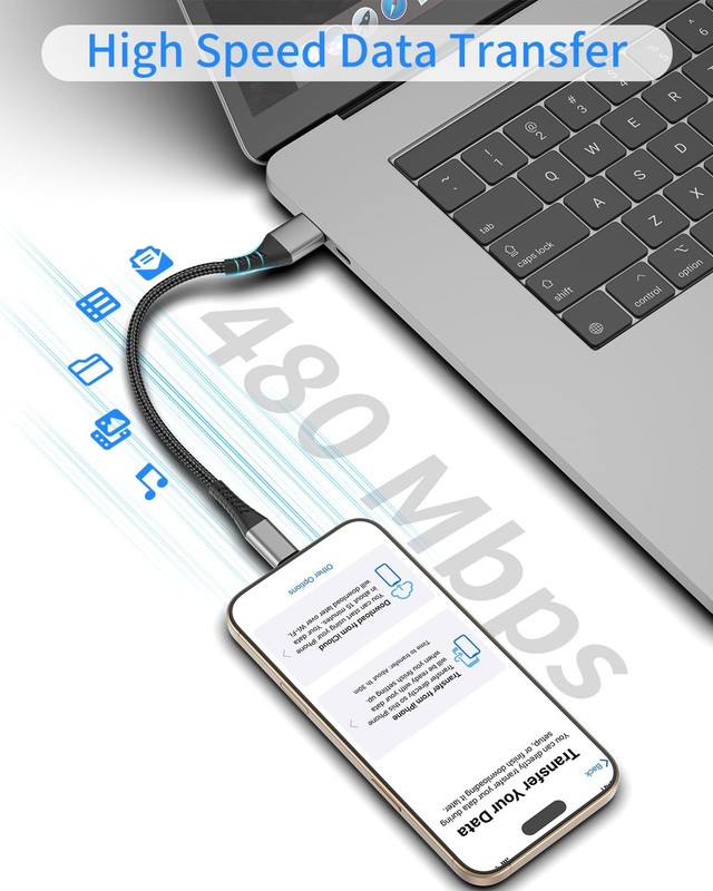 Short USB A to C 1FT 2 Pack Braided 3A Fast Charging Cable for Phone gallery