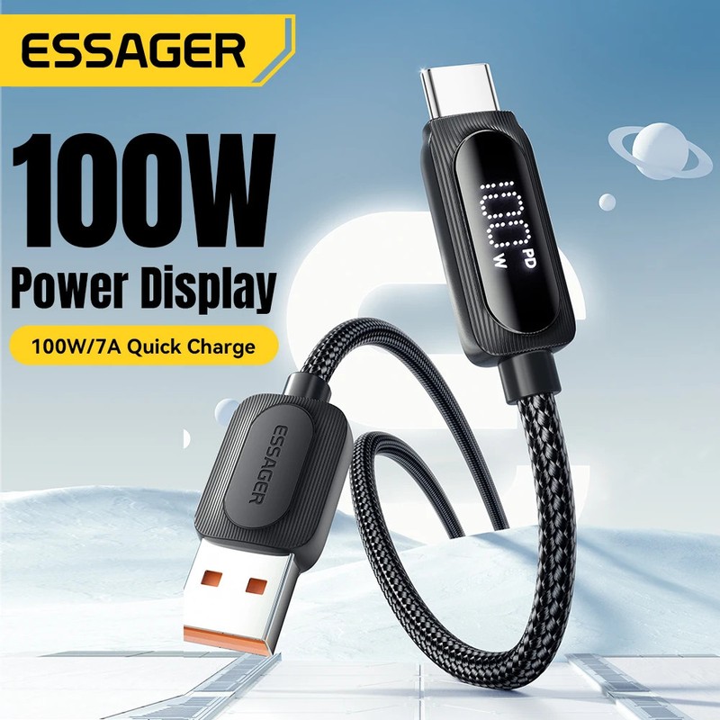 Essager 100W Type C Digital Display Cable 7A Fast Charging USB C Data Cord For M gallery