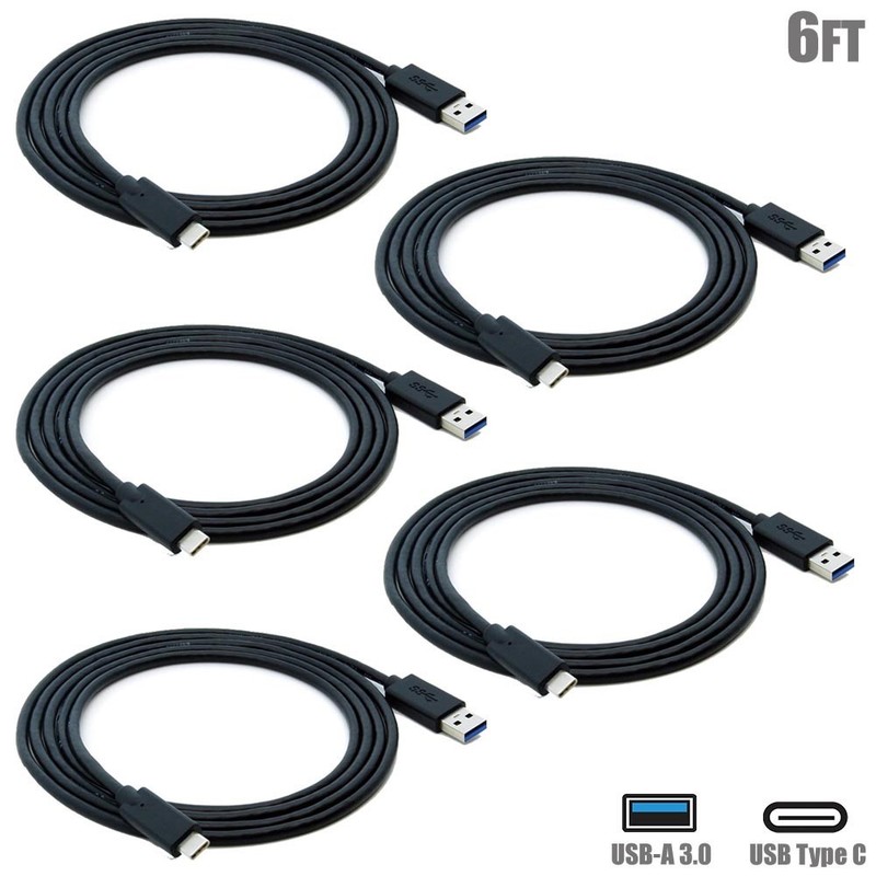 5x 6FT USB-C Type C to USB-A 3.0 Gen1 Sync Data Charge Cable PC Laptop MacBook