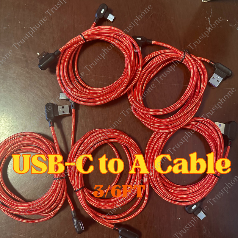 5Pack 3/6Ft 90 Degree Right Angle USB C Fast Charger Cable Lot TypeC For Samsung