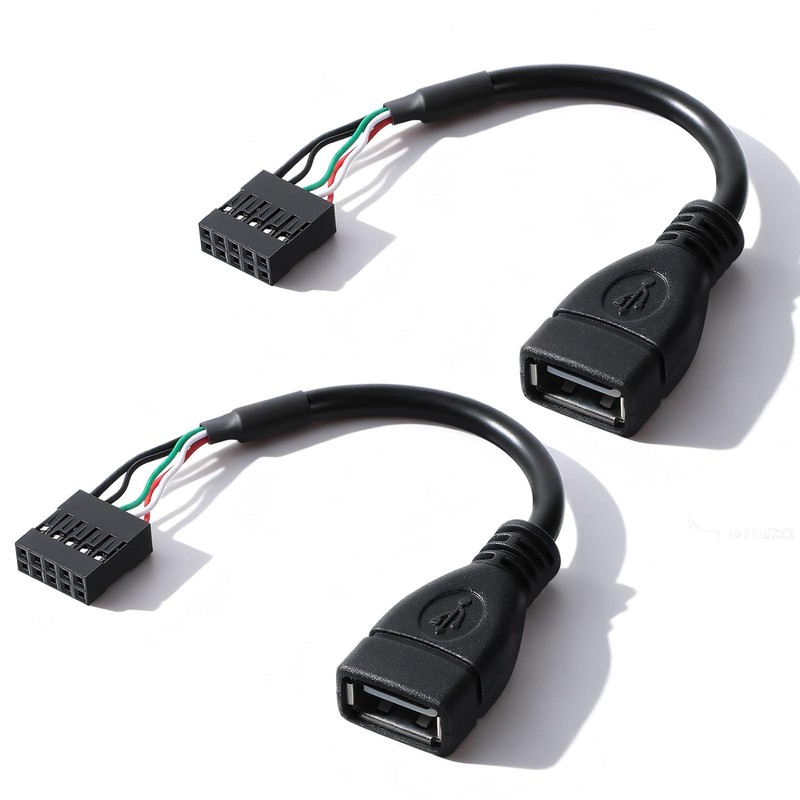 2 Pcs USB Header ToUSB Port USB 2.0 Female Motherboard 9 Pin Cable 3.9