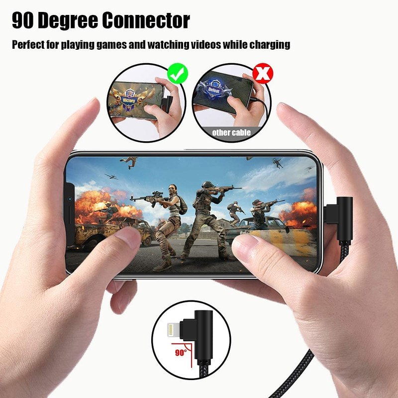 Iphone Charger 1Ft 90 Degree 2 Pack Mfi Certified Elbow Short Lightning Cable gallery